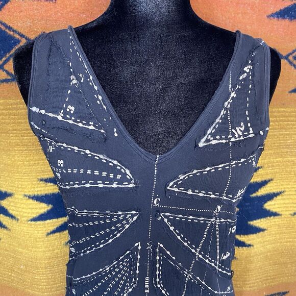 Isabel De Pedro Pencil Midi Dress. Silk Appliqué. Cotton Blend. Size 8. Boho. - Picture 5 of 16